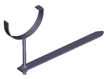 Drive in rise and fall bracket for plain deep half round cast iron gutter