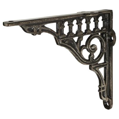 Ornate Cast Iron Victorian Pattern Shelf Bracket - Black
