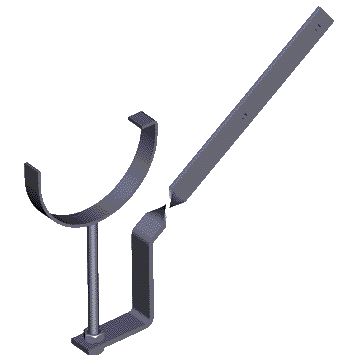Side rafter rise and fall bracket for deep half round cast iron gutter