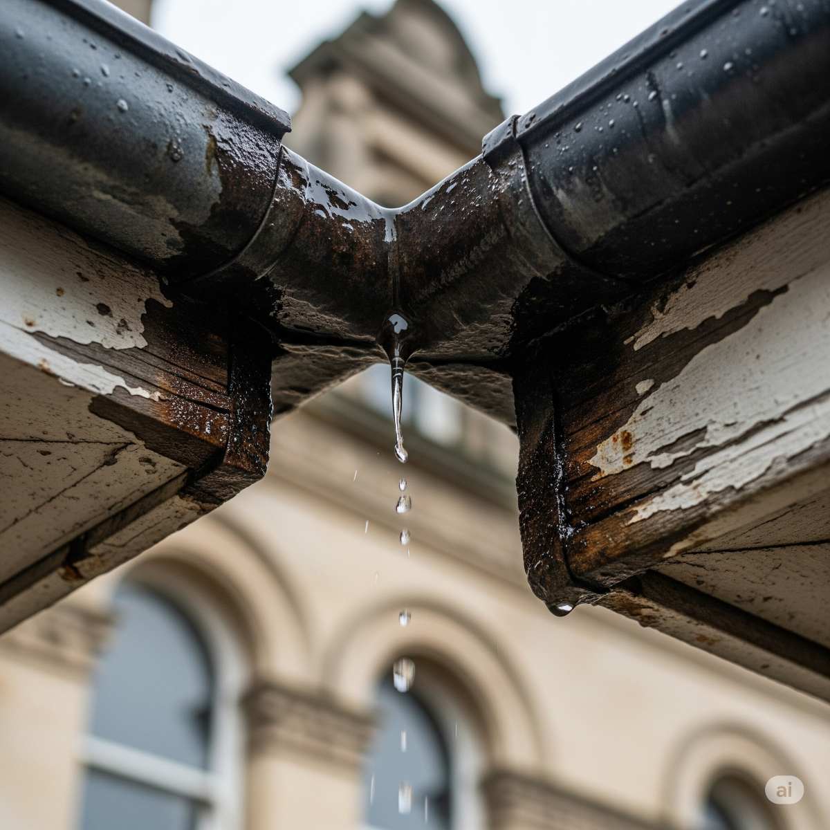 Leaking-cast-iron-gutter-joint_repairs-to-cast-iron-guttering
