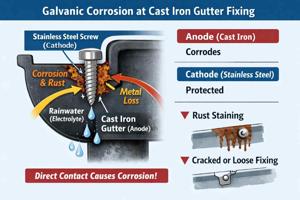 Galvanic-Reaction_Cast-Iron-Gutters-and-Pipes_Stainless-Steel-Fixings