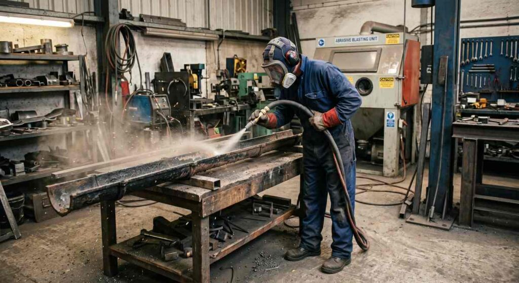 Sand-blasting_finishing_repairing_cast-iron-guttering