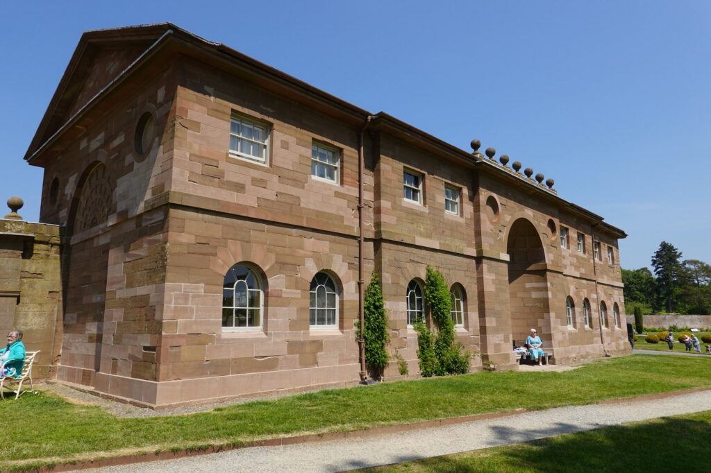 Berrington Hall estate outbuilding with cast iron guttering