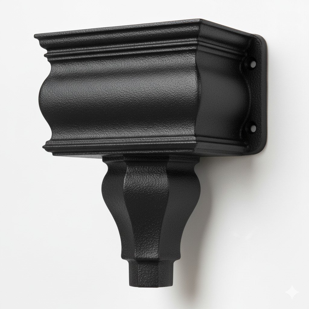 Cranleigh cast iron ornamental hopper head, No.213, on a moulded corbel bracket