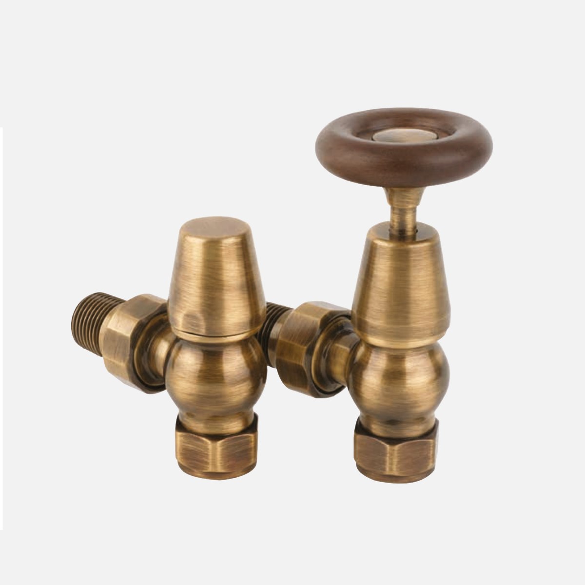 Belgrave wheelhead angled manual radiator valve set, antique brass
