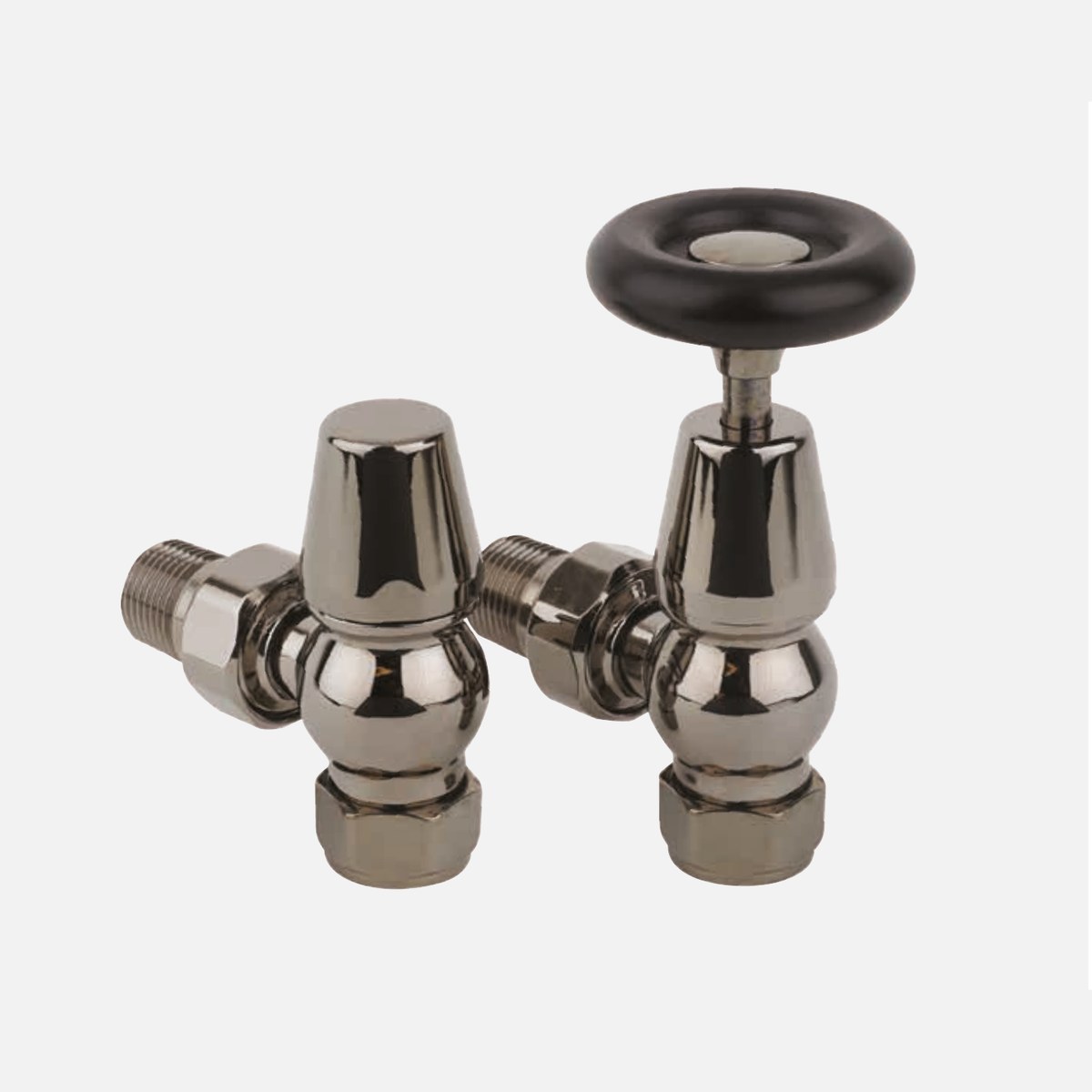 Belgrave wheelhead angled manual radiator valve set, black nickel