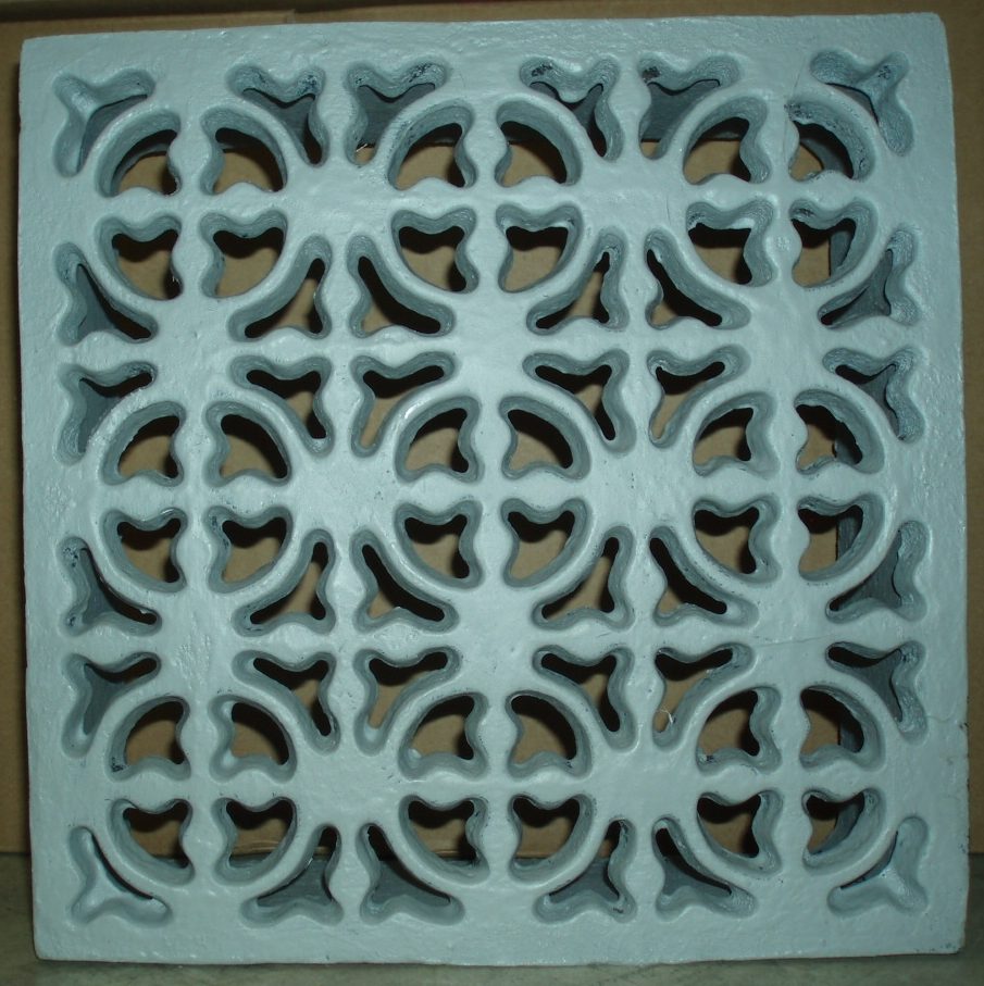 Primed cast iron ornamental airbrick, 9 x 9 inch pattern