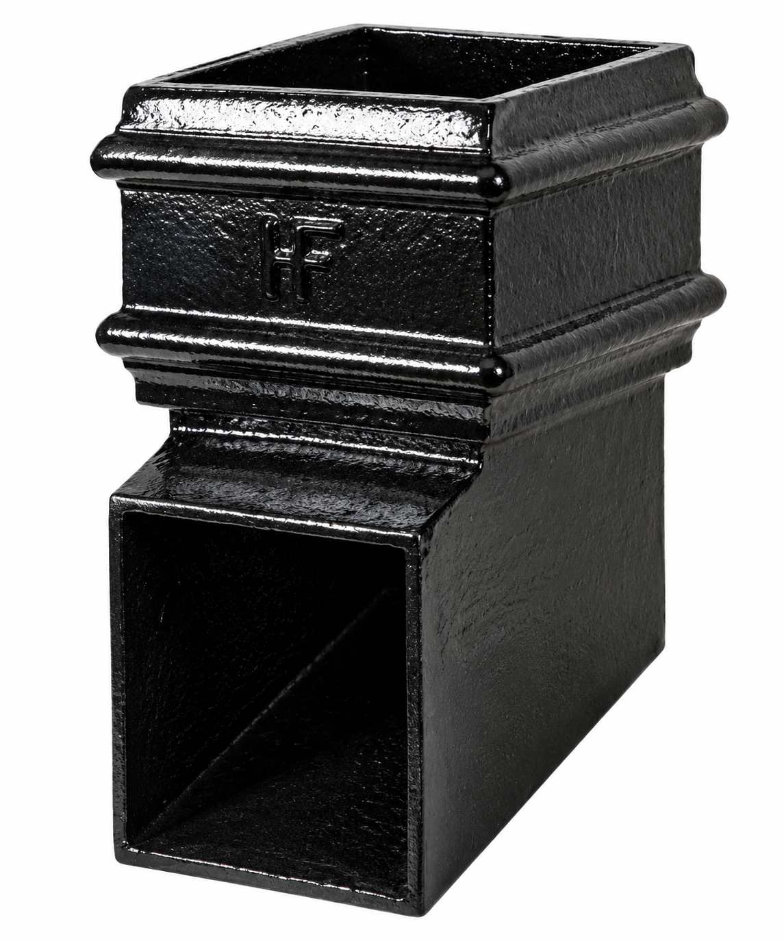 Cast iron square downpipe front shoe, plain without ears, Tuscan Foundry Products