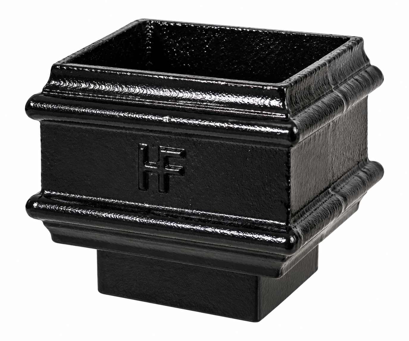 Cast iron square downpipe loose socket with spigot, plain, Tuscan Foundry Products