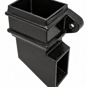 Cast iron square downpipe side outlet shoe with fixing ear, Tuscan Foundry Products