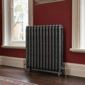 Nouveau Cast Iron Radiator – 954mm with scrolled relief in a period room.