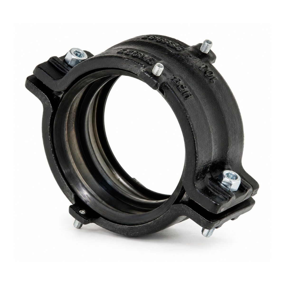 Ductile iron coupling for Traditional Express cast iron soil pipe, with bolts and rubber gasket