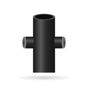 Illustration of a cast iron boss pipe with two rubber compression bosses