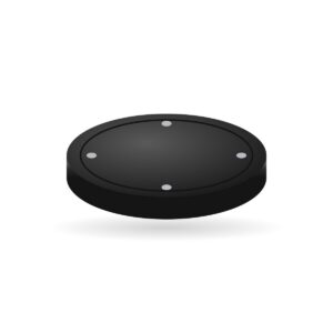 Illustration of a round solid cast iron gully cover with screws