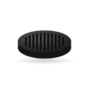 Illustration of a round cast iron gully grating