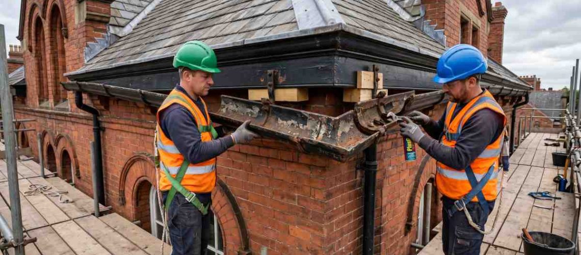 Contractors_removing-and-replacing-cast-iron-guttering