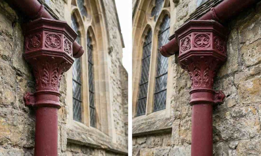 Matte_Non-Gloss-Finishes_Church_Cast-Iorn-Pipes-and-Hoppers_Linseed-Oil-Paints