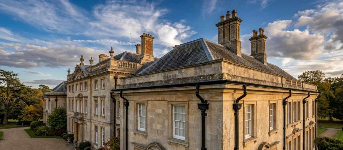 Original cast iron downpipes and guttering on a Grade I listed English country house — Tuscan Foundry Products